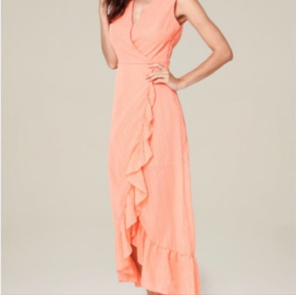 BEBE// Ruffle Hi-Lo Textured Maxi Dress - Picture 2 of 4